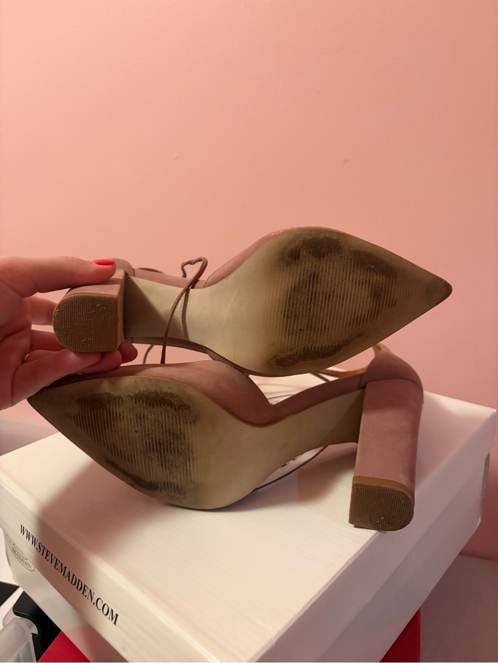 Steve Madden Blush Pointed-Toe Ankle-Tie Heels - Picture 4 of 4